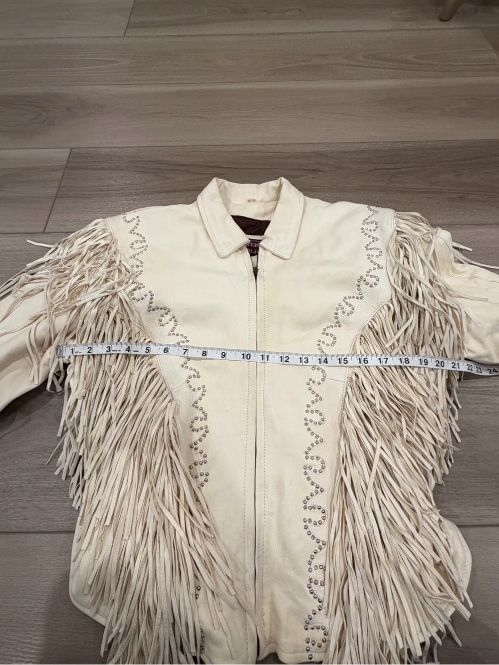 Vintage Leather jacket fringe studded Western World by Shaf Size XXL - Picture 5 of 10